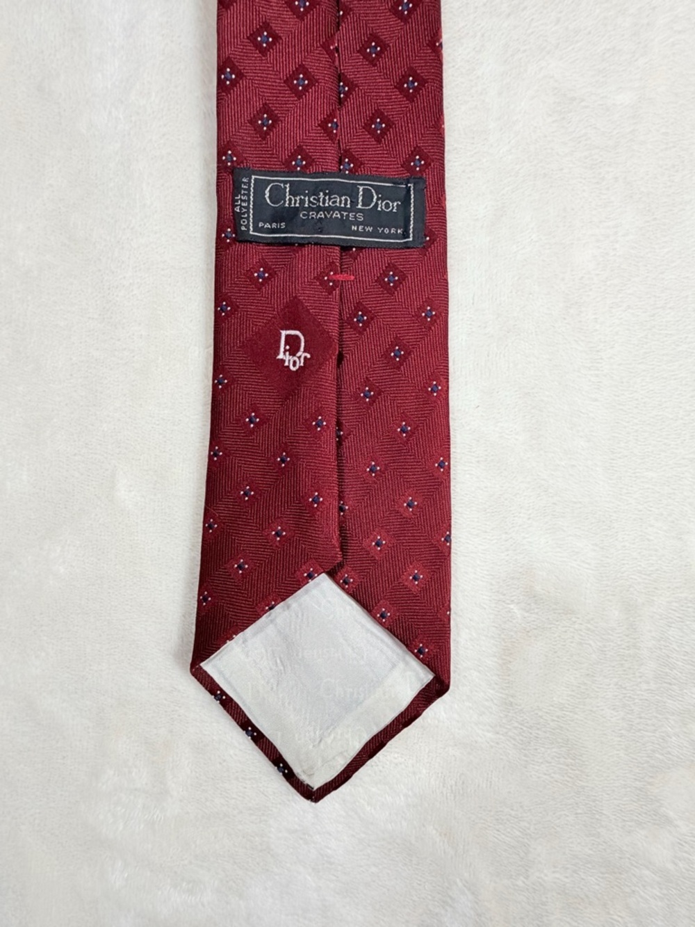 Christian Dior Embroidered Burgundy Patterned Polyester Tie - Picture 3 of 9